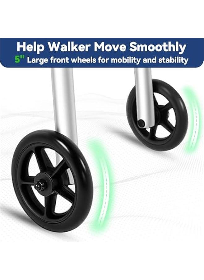 Arabest Lightweight Folding Walker with Skis and Wheels, Supports up to 350 lbs, Adjustable Height, Compact Standard for Seniors, Adults - Black  - Image 5
