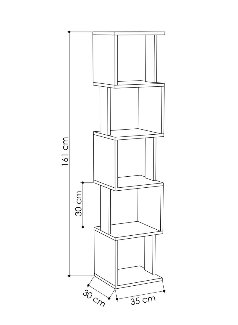موراه مكتبة زاوية بيري من موراه هوم، خزانة كتب عصرية بستة رفوف، رف كتب متعدد التخزين، وحدة عرض لغرفة النوم، غرفة المعيشة - 30×161×35 سم - أبيض - Image 5