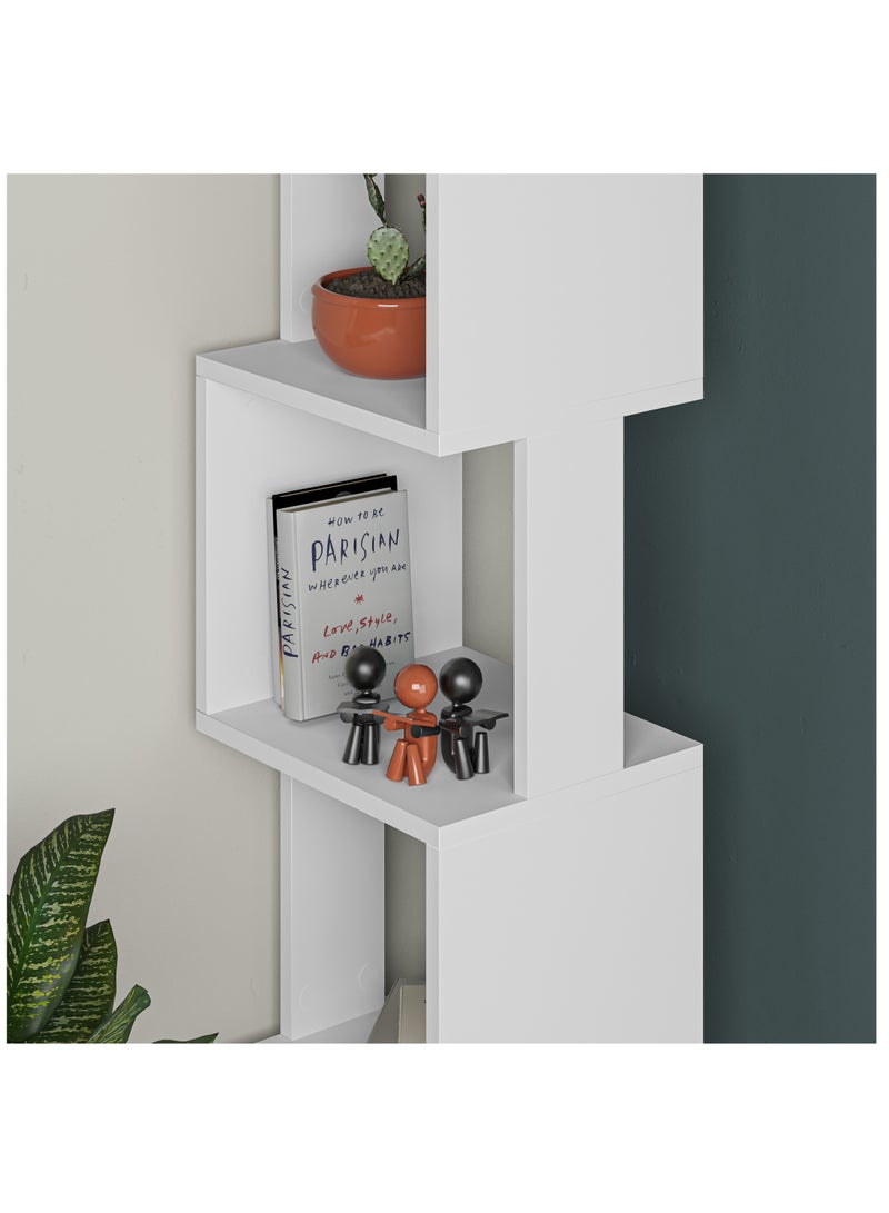 موراه مكتبة زاوية بيري من موراه هوم، خزانة كتب عصرية بستة رفوف، رف كتب متعدد التخزين، وحدة عرض لغرفة النوم، غرفة المعيشة - 30×161×35 سم - أبيض - Image 2