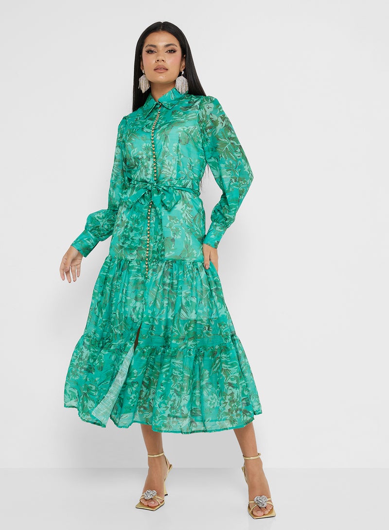 خزانة فستان طبقات بنقشة الزهور - Image 4