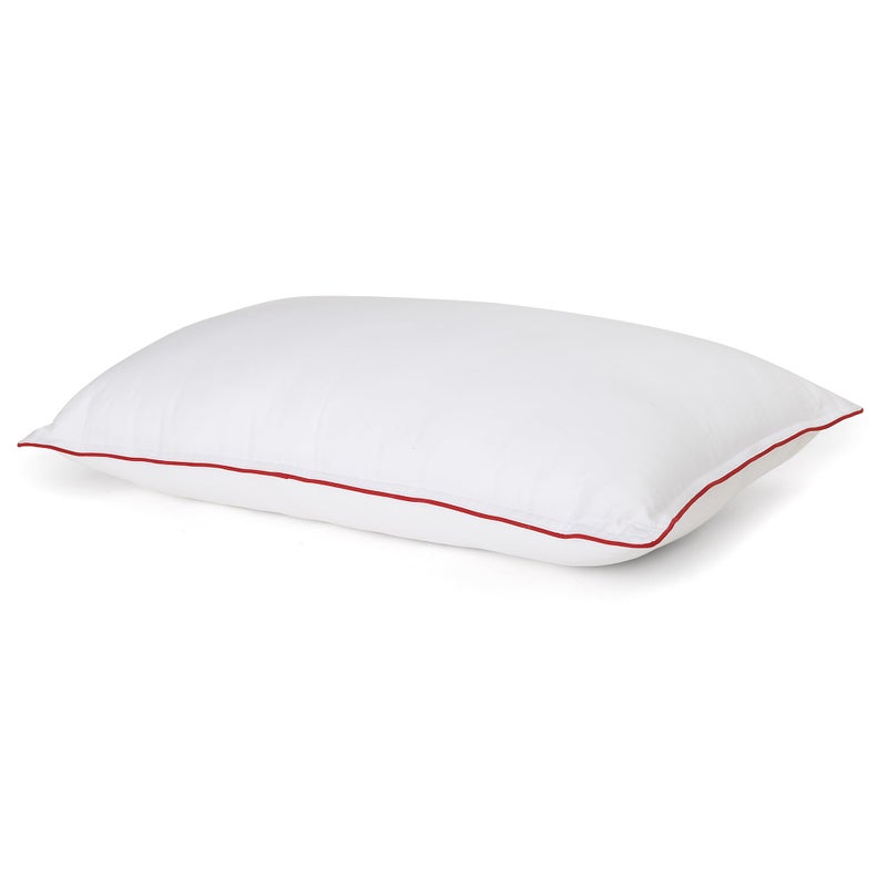Elarra Elarra Home Supersoft Microfiber Pillow White | Red Piping | Size (43 cms x 68 cms) | 300TC Cotton Fabric | Double Stitched Edges | 1000 GMS | Supersoft Microfiber | Machine Washable | Set of 1 |  - Image 3
