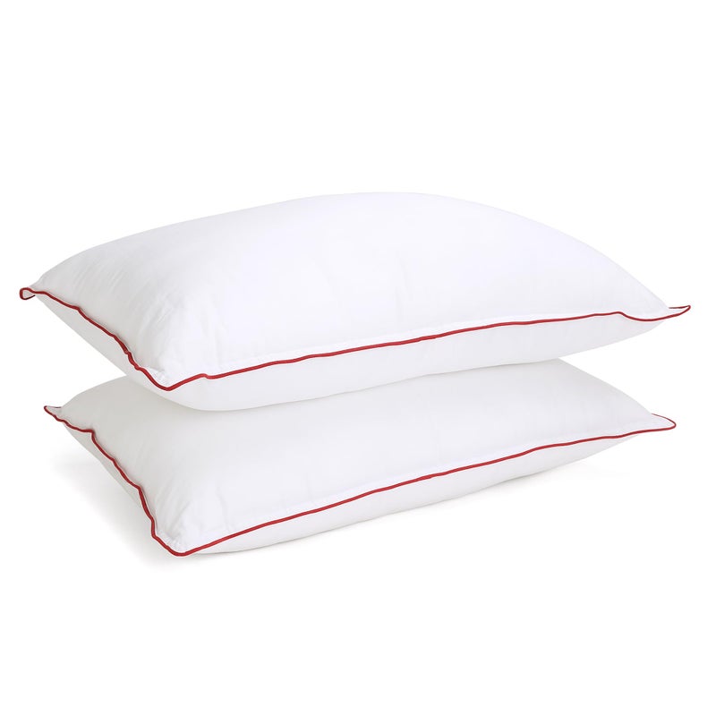 Elarra Elarra Home Supersoft Microfiber Pillow White | Red Piping | Size (43 cms x 68 cms) | 300TC Cotton Fabric | Double Stitched Edges | 1000 GMS | Supersoft Microfiber | Machine Washable | Set of 1 |  - Image 2