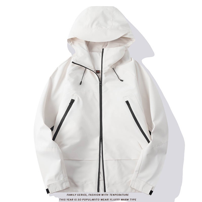 2024 New Spring and Autumn Thin Jacket Mens and Womens Sports Charge Jacket Breathable Waterproof Windbreaker Jacket Ivory White  - Image 1