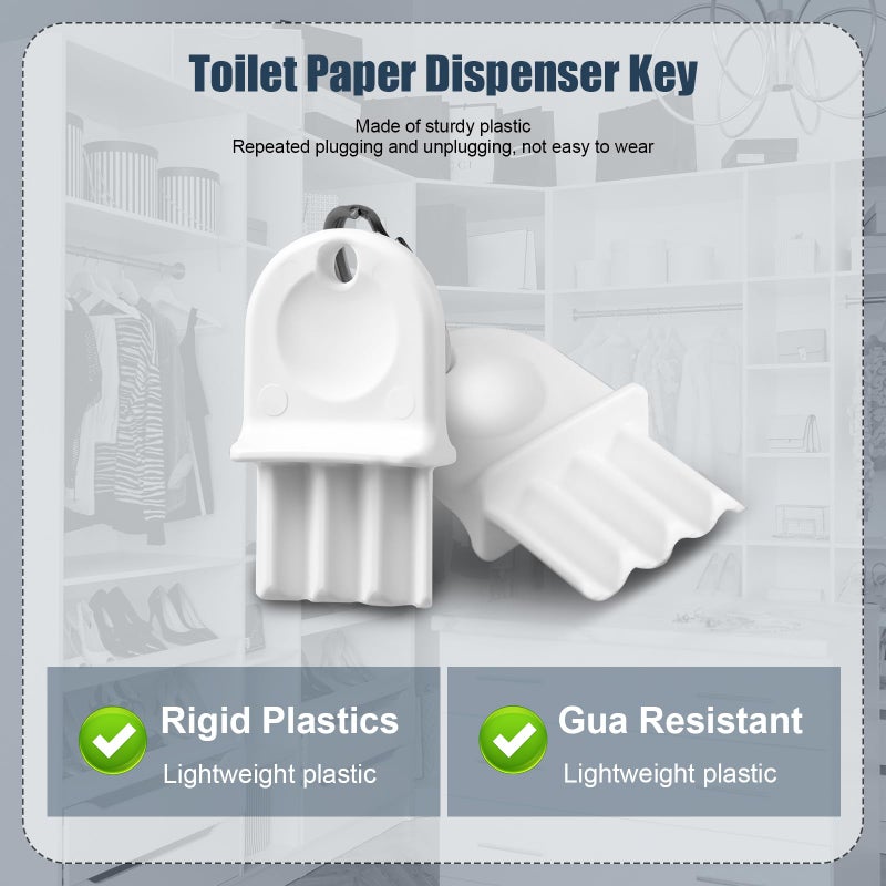 PEUTIER 10pcs Toilet Paper Dispenser Key  Universal Paper Towel Dispenser Key Replacement Tissue Dispenser Key Hard Plastic Waffle Toilet Paper Dispenser Key for Janitors Maintenance Professionals (White)  - Image 4