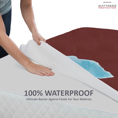 Mattress Protector King Size 72x84 Inch | Premium Waterproof Fitted Bed Cover with Ultra-Soft Cotton Terry Finish, Breathable, Luxuriously Crafted Mattress Protector for Double Bed (6x7 ft)- Coffee - Image 4