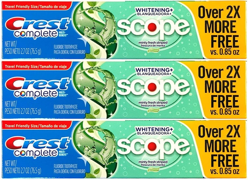 Crest Complete MultiBenefit Whitening Scope Minty Fresh Flavor Toothpaste 27 Oz Pack of 3 - Image 1