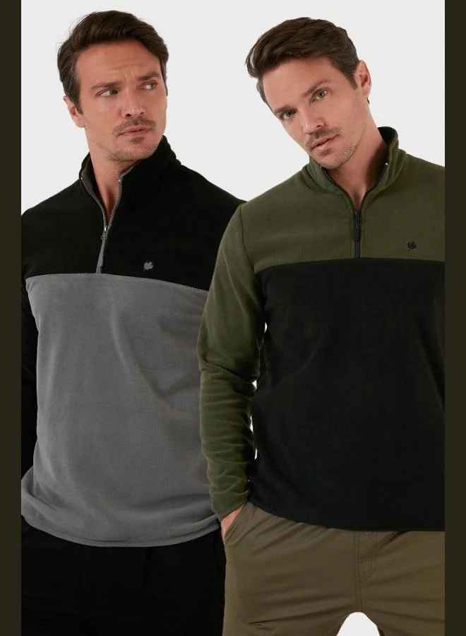 Buratti Buratti Regular Fit Anti-Pilling Non-Pilling Standing Collar Raised 2-Pack Polar Men's POLAR 5906016S2