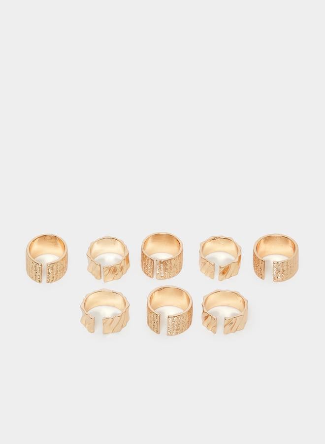ستايلي مجموعة من 8 خواتم يد بتفاصيل بارزة الملمس - Image 2