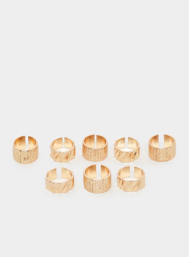 ستايلي مجموعة من 8 خواتم يد بتفاصيل بارزة الملمس - Image 1