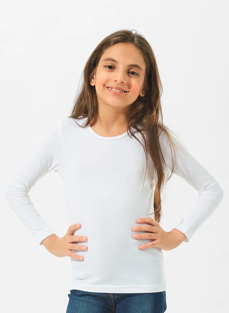 ميسري اندرشيرت كم طويل بناتي - ابيض - Image 1