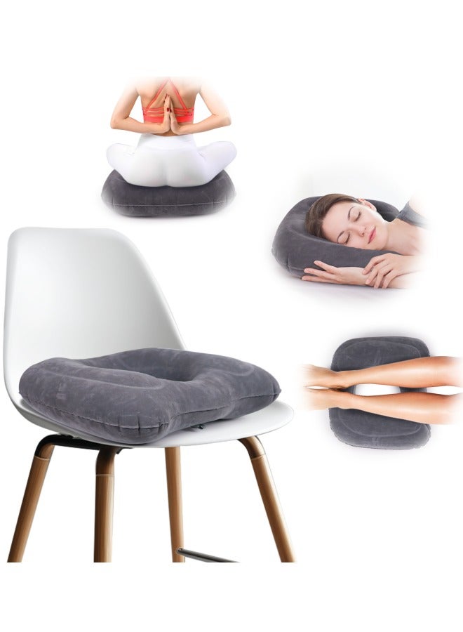 Inflatable Hemorrhoid Pillows, Donut Pillow for Tailbone Pain, Adjustable Inflatable Seat Cushion for Bed Sores, Postpartum Pregnancy, Car seat, Airplane, 17.7'' x 15.4'' x 4.3''(Grey)  - Image 1