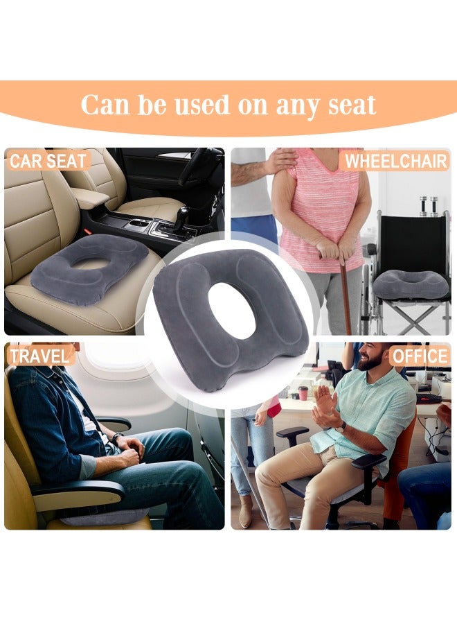 Inflatable Hemorrhoid Pillows, Donut Pillow for Tailbone Pain, Adjustable Inflatable Seat Cushion for Bed Sores, Postpartum Pregnancy, Car seat, Airplane, 17.7'' x 15.4'' x 4.3''(Grey)  - Image 4