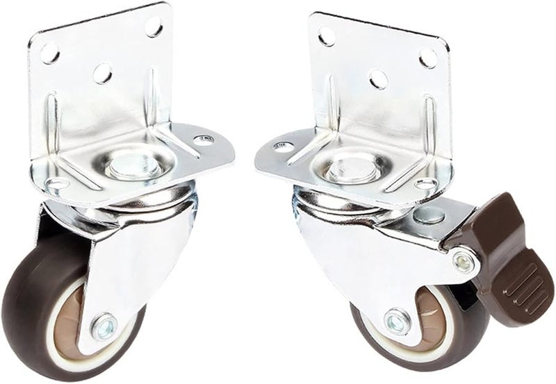 Heavy Duty Mute Swivel Caster Wheels 1 Inch With Brake For Furniture Cabinet Workbench - Image 2