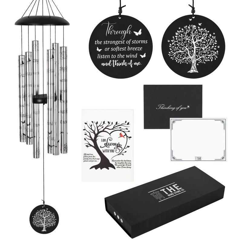 The Wind Chime CO Deep Tone Sympathy Wind Chime with 6 Andonized Aluminum Tubes Tuned Soothing Melody Memorial Wind Chimes for Outside Decoration Patio Graden Yard 40