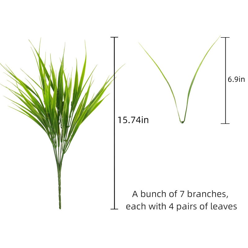 alyptus Artificial Grass Outdoor 12 Bundles Fake Plants Outside Green Onion Faux Greenery Shrubs for Front Porch Planters Pot DÃ©cor for Outdoors (Grass) - Image 2