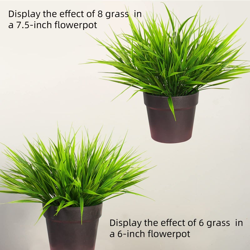 alyptus Artificial Grass Outdoor 12 Bundles Fake Plants Outside Green Onion Faux Greenery Shrubs for Front Porch Planters Pot DÃ©cor for Outdoors (Grass) - Image 3