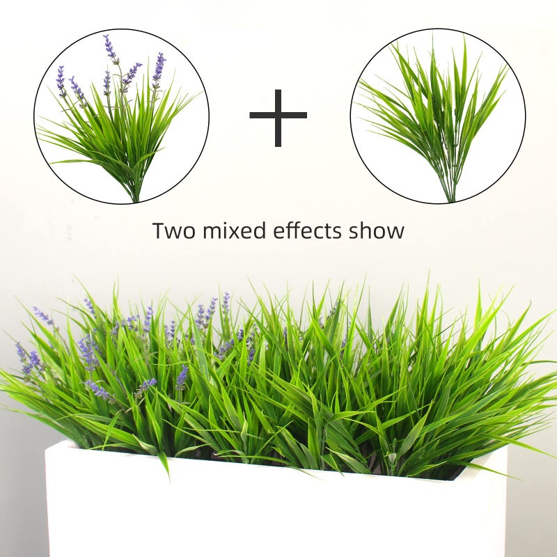 alyptus Artificial Grass Outdoor 12 Bundles Fake Plants Outside Green Onion Faux Greenery Shrubs for Front Porch Planters Pot DÃ©cor for Outdoors (Grass) - Image 4
