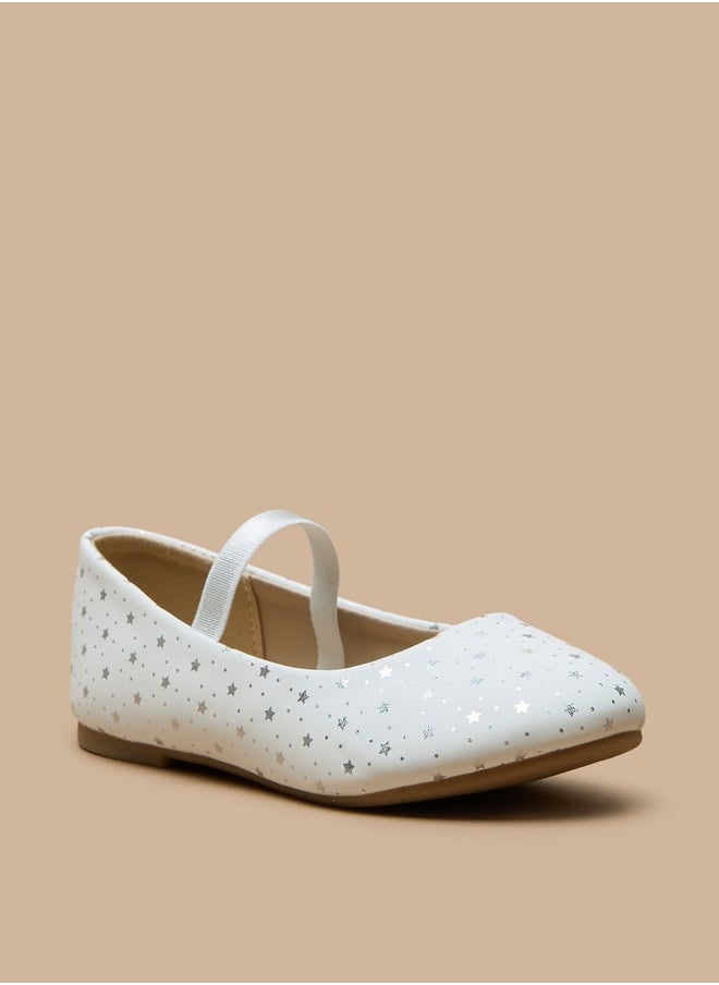 Flora Bella By Shoexpress - Girls Star Print Slip-On Round Toe Ballerina Shoes - Image 1