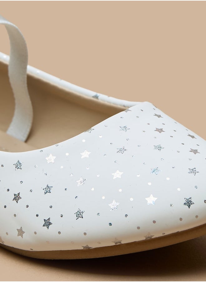 Flora Bella By Shoexpress - Girls Star Print Slip-On Round Toe Ballerina Shoes - Image 1