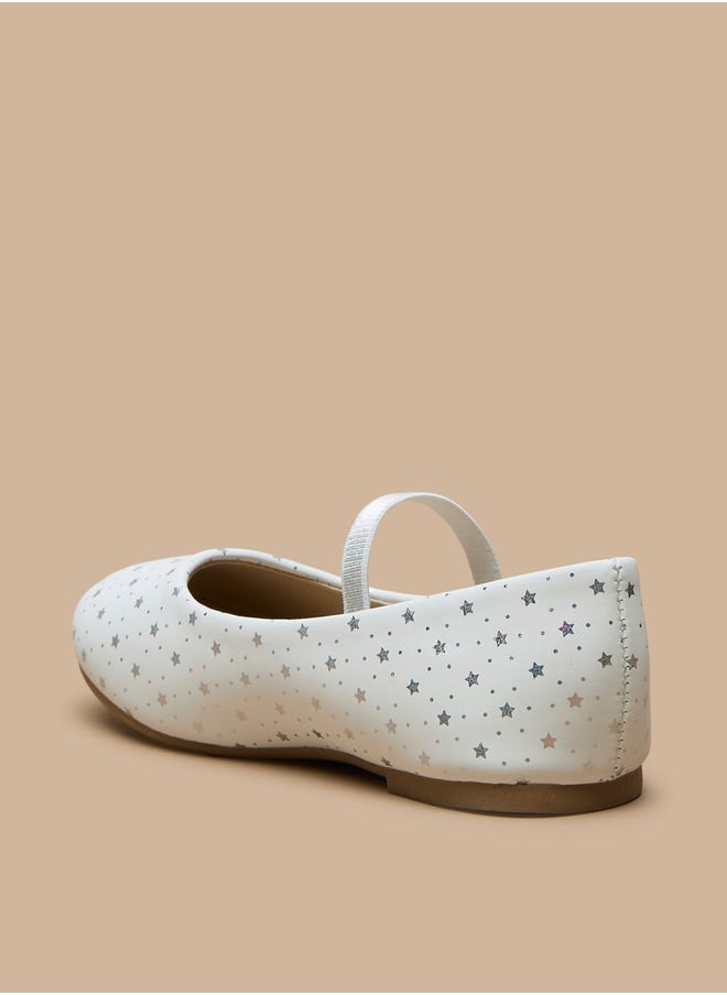 Flora Bella By Shoexpress - Girls Star Print Slip-On Round Toe Ballerina Shoes - Image 1