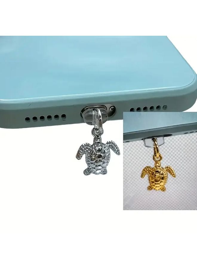 سحر هاتف سلحفاة فضية بسدادة غبار لواجهة Type C بتصميم مرح ومتين - Image 4