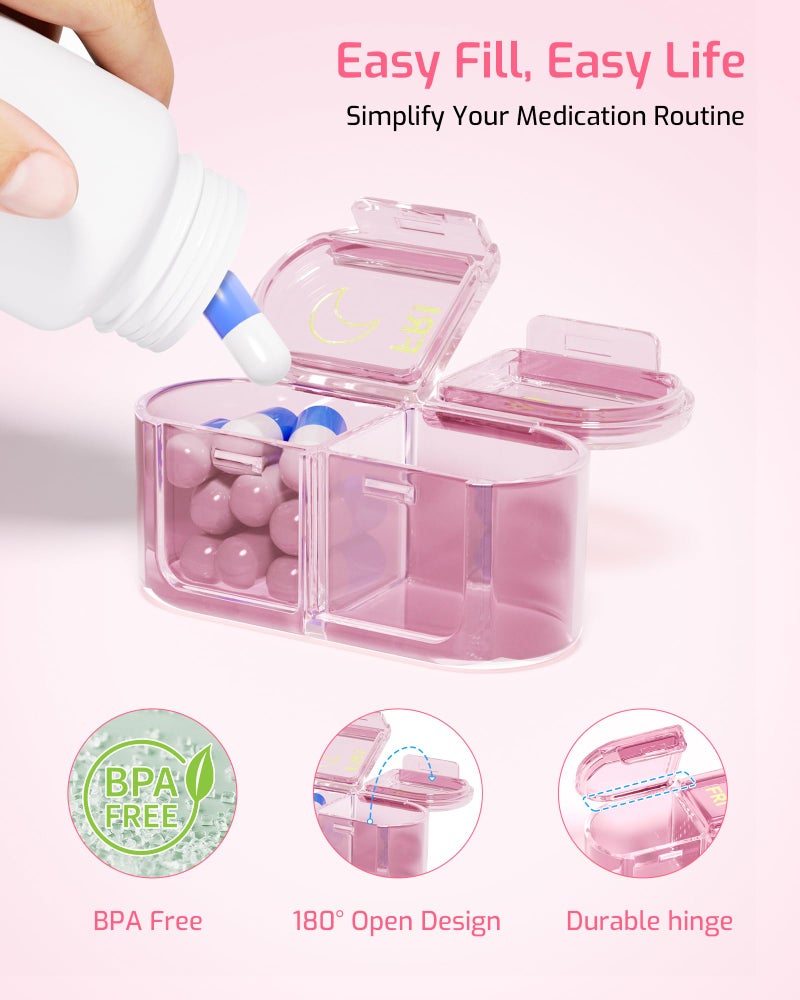 Daviky Weekly Pill Organizer 2 Times a Day, 7-Day AM PM Medicine Case, Travel-Friendly Pill Box for Fish Oils, Vitamins & Supplements - Image 3
