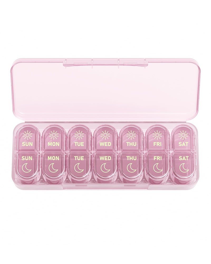 Daviky Weekly Pill Organizer 2 Times a Day, 7-Day AM PM Medicine Case, Travel-Friendly Pill Box for Fish Oils, Vitamins & Supplements - Image 1