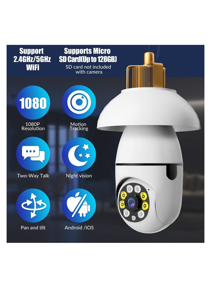 ELTRAZONE E27 Camera, 1080P Security Camera System with 2.4GHz WiFi, 360 Degree Wireless Home Surveillance Cameras, Night Vision, Two Way Audio, Smart Motion Detection - Image 2