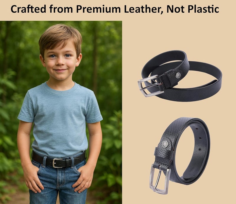 Flyer Kids Genuine Leather Belt for Boys & Girls | Adjustable Buckle Belt for Age 2–14 Years | Ideal for School, Casual, Formal, Bike Ride & Two-Wheeler BL4680 - Image 3