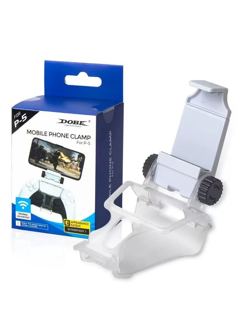 DOBE PS5 Controller Mobile Gaming Clip, Clip Mount for PS5 DualSense Controller, Adjustable Mobile Phone Clamp Handle Bracket Gaming Holder Mount Stand for Playstation 5 Controller - Image 1