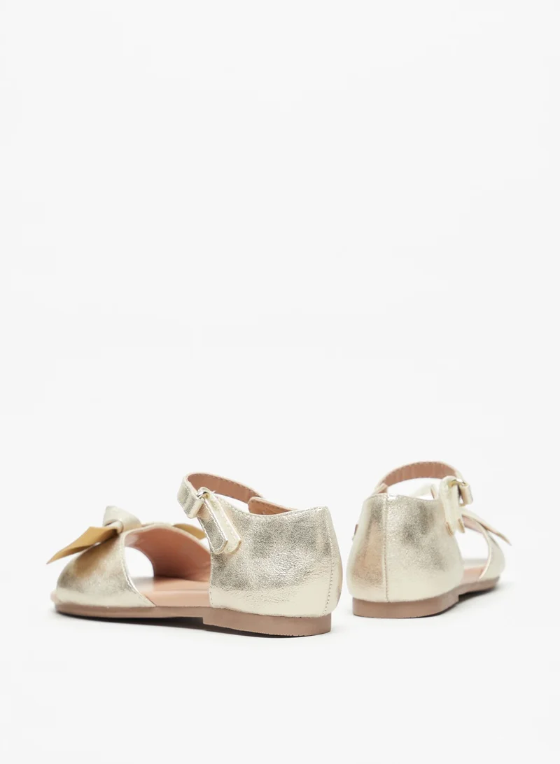 فلورا بيلا من شو إكسبرس Girls Flora Bella Bow Accented Sandals with Hook and Loop Closure Ramadan Collection