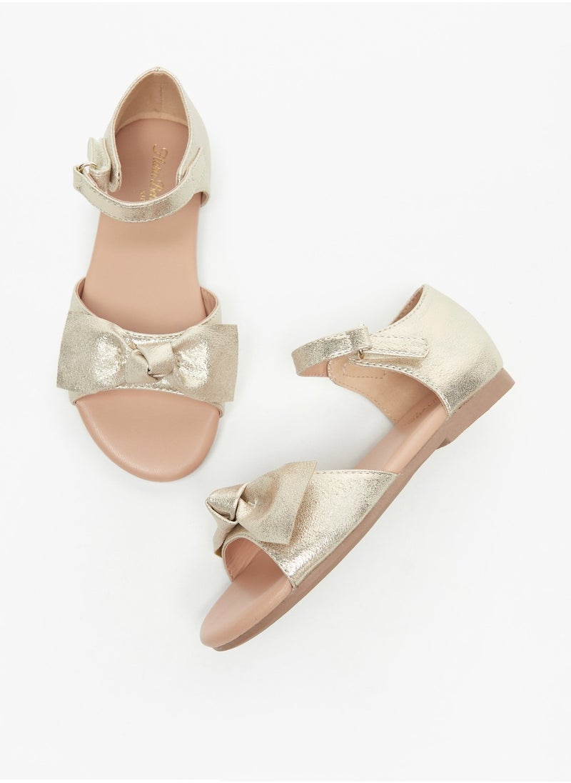Flora Bella By Shoexpress - Girls Flora Bella Bow Accented Sandals with Hook and Loop Closure Ramadan Collection - Image 1