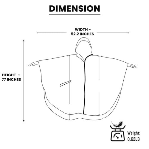 Hacer Poncho Raincoat Waterproof Rainwear Adult Lightweight Hooded Unisex Cape for Hiking Camping Emergency- Khaki - Image 2
