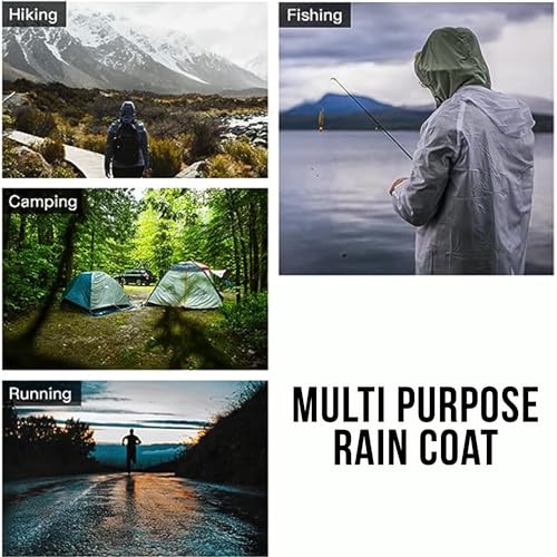 Hacer Poncho Raincoat Waterproof Rainwear Adult Lightweight Hooded Unisex Cape for Hiking Camping Emergency- Khaki - Image 5
