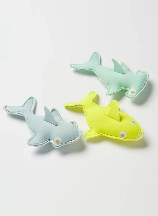 SUNNY LIFE Salty the Shark Dive Buddies Aqua Neon Yellow Set of 3