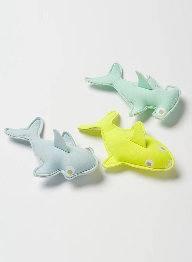 SUNNY LIFE Salty the Shark Dive Buddies Aqua Neon Yellow Set of 3 - Image 3