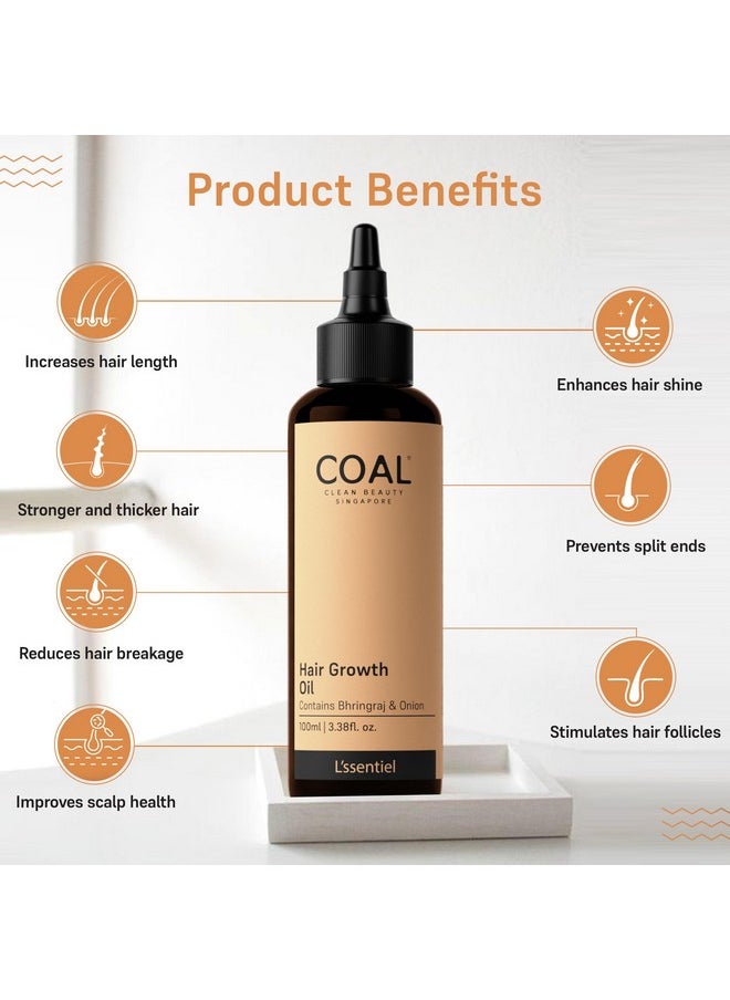 COAL CLEAN BEAUTY - Hair Growth Oil With Bhringraj & Onion 4X Potential To Make Hair Grow Faster | Men & Women | All Hair Types | 100Ml - Image 1