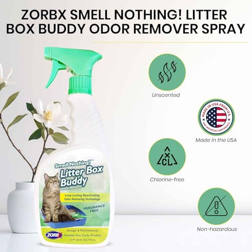 ZORBX Unscented Cat Litter Deodorizer Spray 24 Fl Oz – Fast-Acting Cat Litter Box Deodorizer for Strong Urine Odor & Cat Litter Odor Control - Advanced Pet Odor Remover & Stronger Odor Neutralizer - Image 2