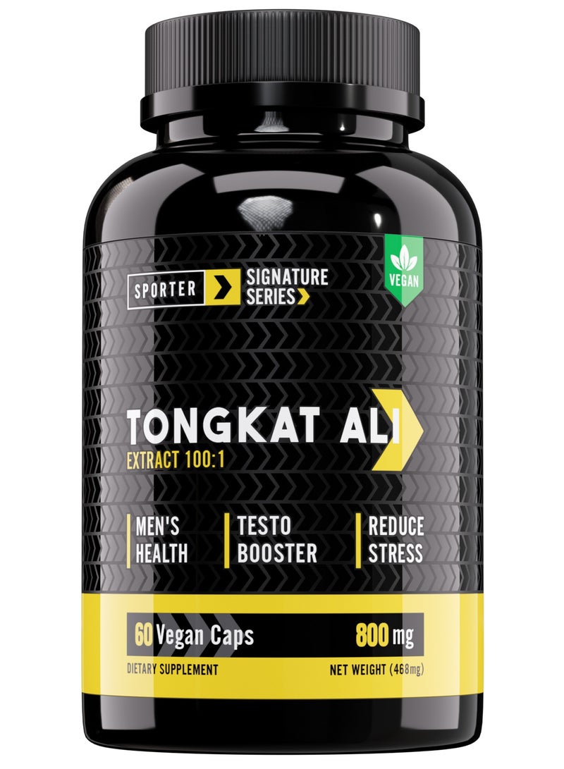 Sporter Tongkat Ali – 60 Vegan Capsules | 800mg Tongkat Ali 100:1 Extract | With Tribulus Terrestris | Testosterone Booster for Men | Vitality, Strength & Performance Support - Image 1