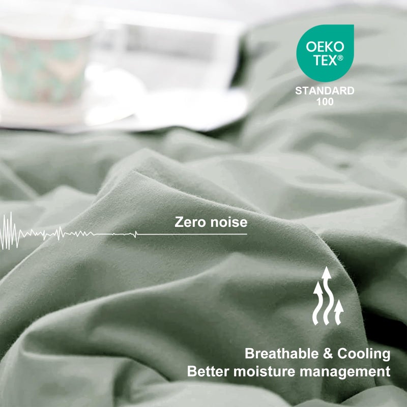 MEELUS Lightweight Comforter Cooling Sage Green, All Season Duvet Insert Breathable Queen Size Summer Bedding, Soft Microfiber Cool Down Alternative Quilt with Corner Tabs, 88x88 inch - Image 2