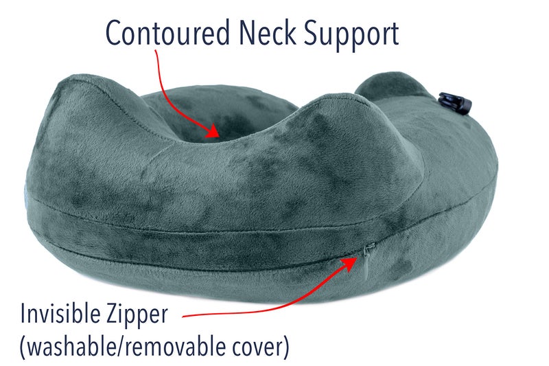 AirComfy AirComfy Daydreamer Travel Neck Pillow - Self-Inflatable Pillow with Luxuriously Soft Washable Cover and Packsack - Compact and Lightweight Support for Sleeping and Traveling in Airplanes  - Image 4