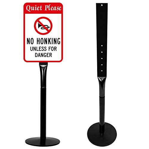 Mutualsign Parking Sign Post 48" Heavy Duty Cast Iron Parking Signs Stand, Movable Sign Stand for Hanging Signs, Black (2 Packs, 15pounds) - Image 1