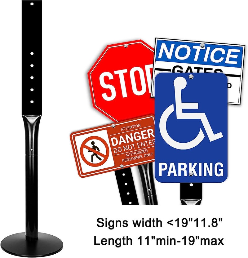 Mutualsign Parking Sign Post 48" Heavy Duty Cast Iron Parking Signs Stand, Movable Sign Stand for Hanging Signs, Black (2 Packs, 15pounds) - Image 2