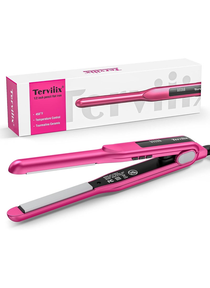 Terviiix Terviiix Small Flat Irons for Short Hair Pencil Hair Straightener for Edges Straightening Iron for Pixie Cut  Touch Ups Ceramic Curling Iron in One Dual Voltage 12 