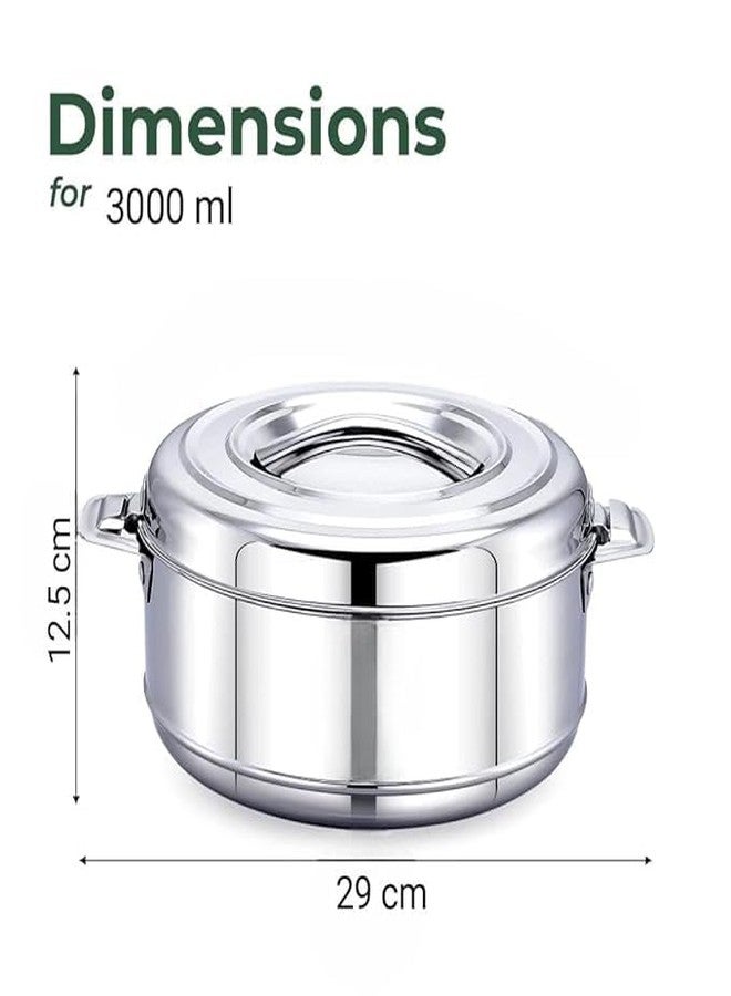 VISAXMI Stainless Steel Insulated Casserole 3000 ml | Double Wall Insulated Hot Pot | Easy to Carry Hot Boxes for Kitchen | Hot Food, Easy to Store | 29 cm Diameter - Image 2