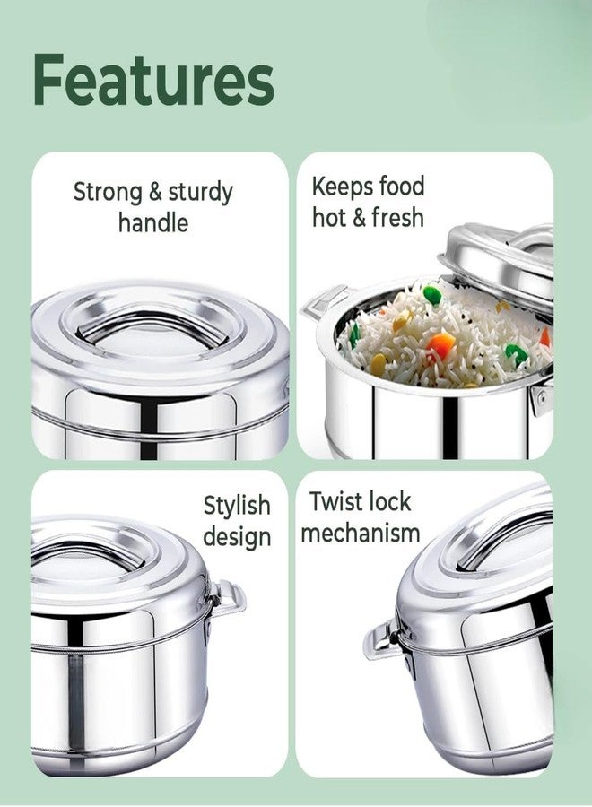 VISAXMI Stainless Steel Insulated Casserole 3000 ml | Double Wall Insulated Hot Pot | Easy to Carry Hot Boxes for Kitchen | Hot Food, Easy to Store | 29 cm Diameter - Image 3