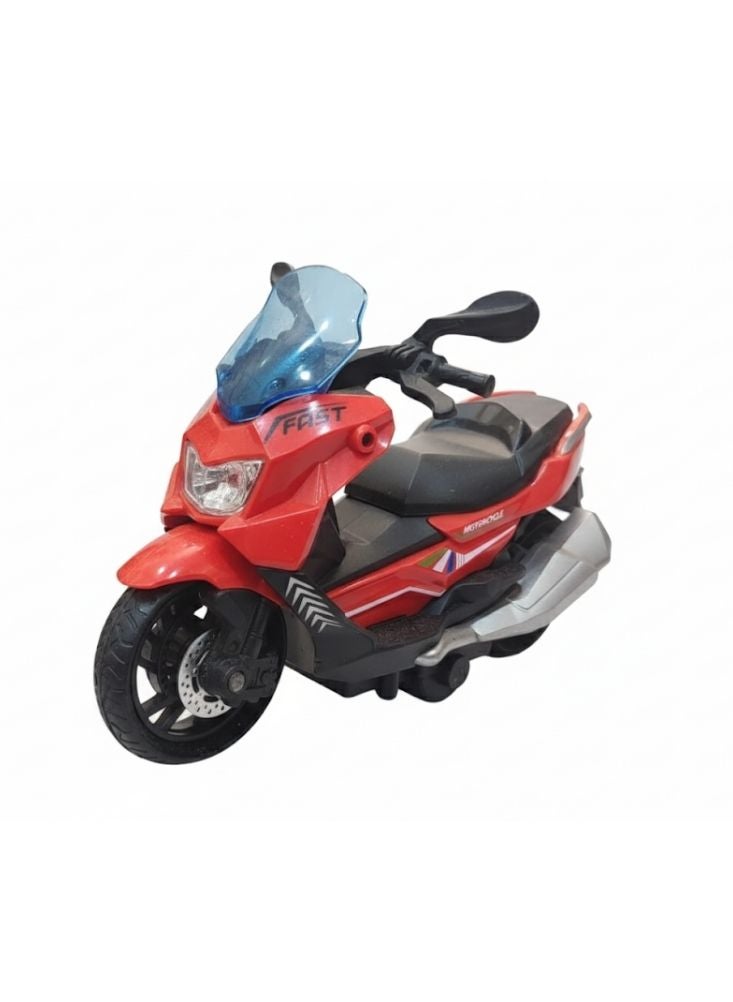 بريميم لعبة دراجة نارية سباق للأطفال - دراجة نارية كهربائية حمراء ذات مظهر رياضي وعجلات ثابتة - Image 1