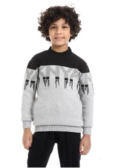 Wool Boys Pullover With Multi Design