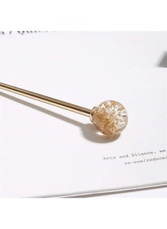 Luzen 2Pcs Simple Elegant Round Ball Metal Hair Stick Fork Chignon Pin Lollipop Shape Decorative Hairpin Chopsticks Hair Jewelry for Women Lady Teen Fashion Hair Updo Making Accessories, Silver and Gold  - Image 3
