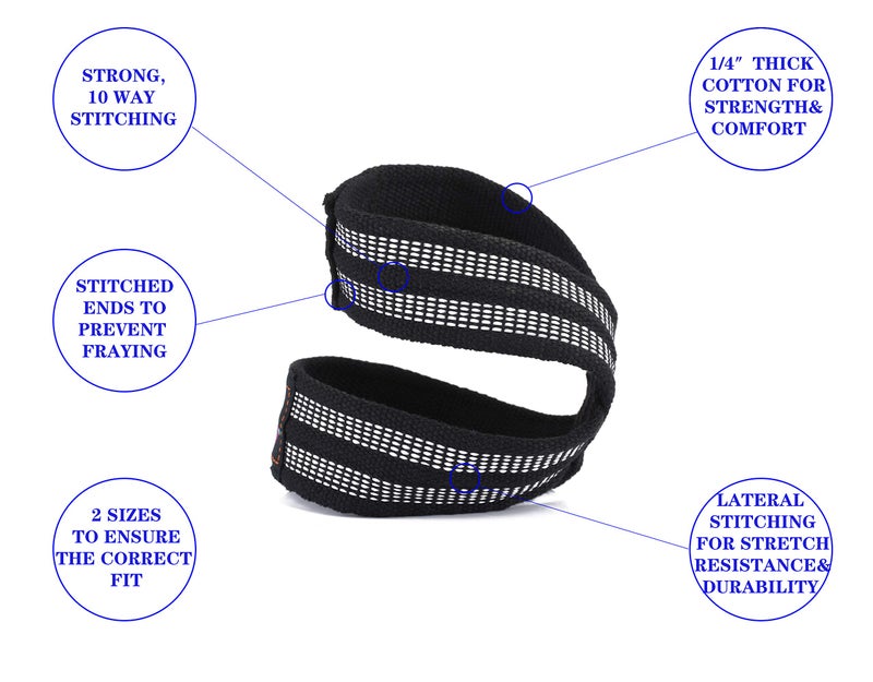 MOOCY Figure 8 Straps for Deadlift, Weight Lifting, Shrugs, and Weightlifting. Heavy Duty Cotton, Wrist Straps for Men, Women, Weight Lifting, Deadlifts - Deadlifting Straps(Small, Black) - Image 2